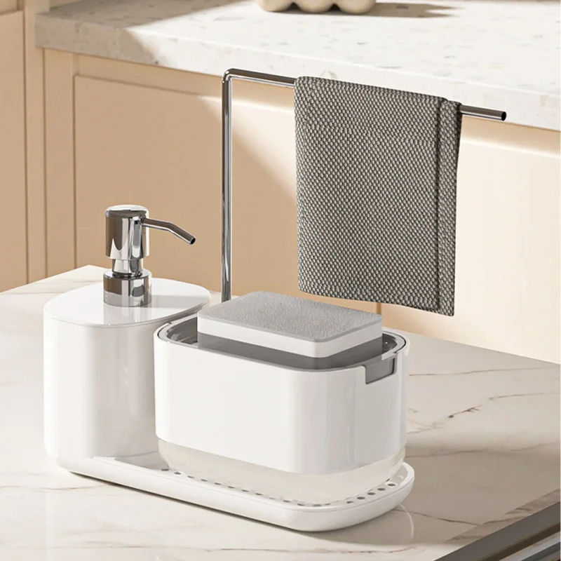Soap Making Tray - Zeepdispenser met sponshouder Reinigingsvloeistof Pompdispenser Container