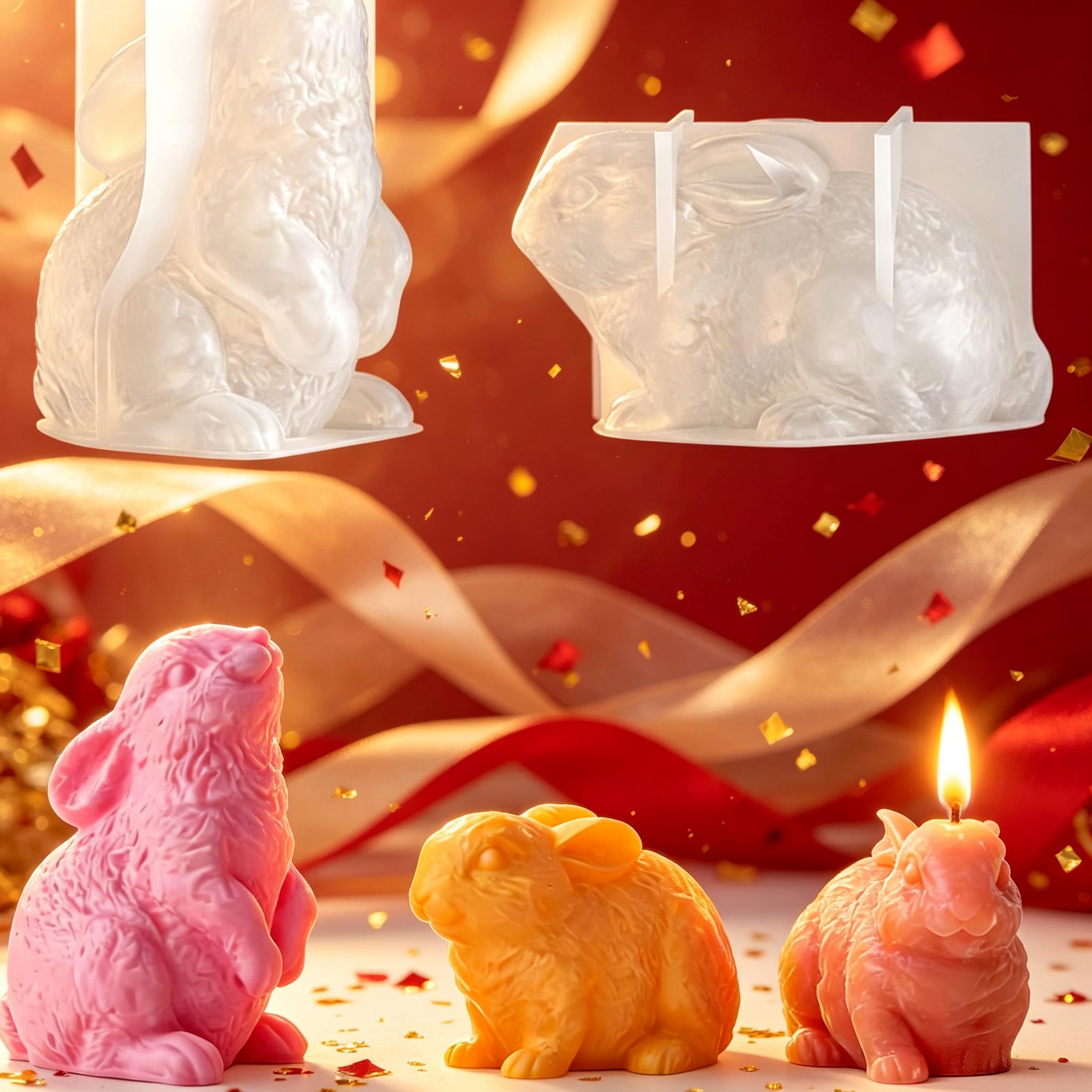 Soap Making In Home - 3D Konijnen Siliconen Kaarsenmal 2 Stijlen